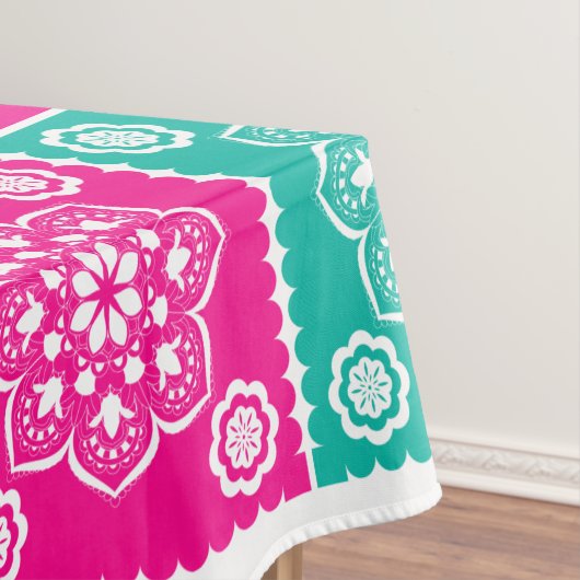 メキシカラフルコパペル・ピカドの白 テーブルクロス (インサイチュ)