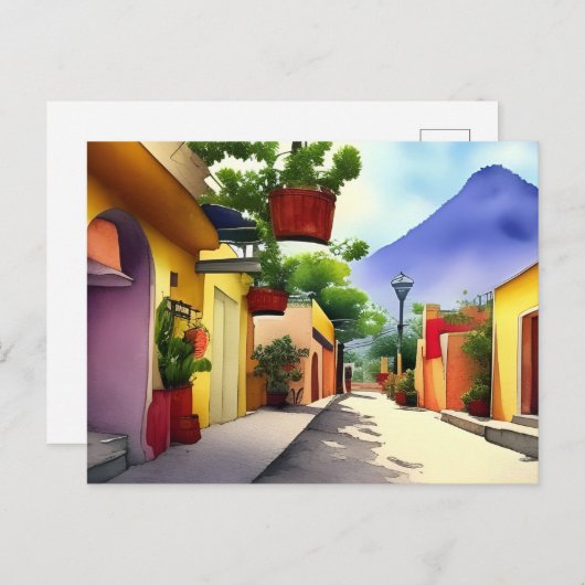 メキシカラフルコビレッジ通り名勝ウォーター色 ポストカード (正面/裏面)