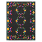 メキシカラフルコフィエスタの花オンブラック テーブルクロス (正面)