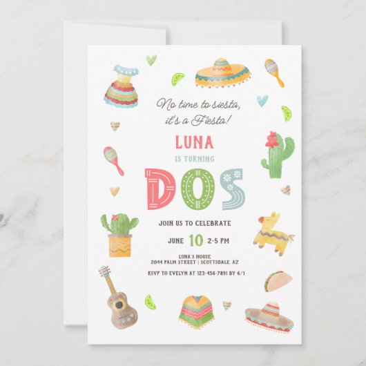 メキシカラフルコフィエスタ第2誕生日 招待状 (正面)