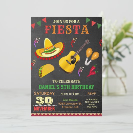 メキシカラフルコフィエスタ誕生日パーティーの招待 招待状 (スタンド正面)