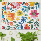 メキシカラフルコフォークアートフローラ キッチンタオル (折り畳み)