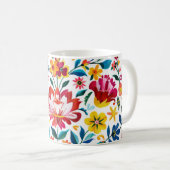 メキシカラフルコフォークアートフローラ コーヒーマグカップ (正面右)