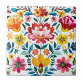 メキシカラフルコフォークアートフローラ タイル (正面)