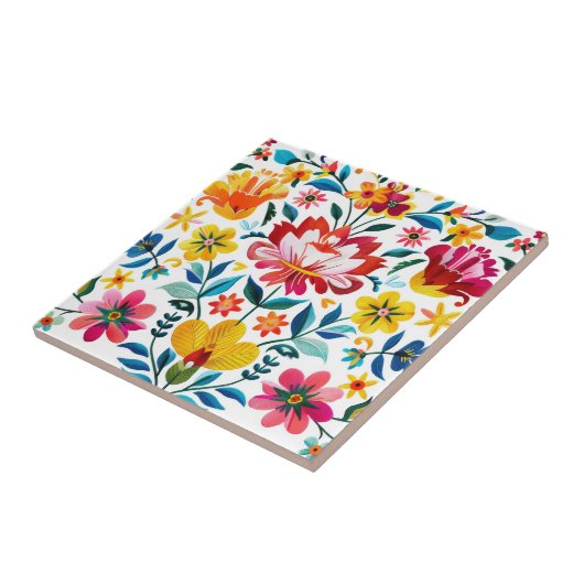 メキシカラフルコフォークアートフローラ タイル (側面)