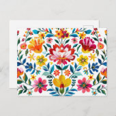 メキシカラフルコフォークアートフローラ ポストカード (正面/裏面)