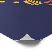 メキシカラフルコフォーク芸術鳥花ブルー ポスター (角)