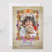 メキシカラフルコフローラアートメリークリスマスカード 招待状 (正面)