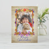 メキシカラフルコフローラアートメリークリスマスカード 招待状 (スタンド正面)