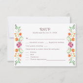 メキシカラフルコフローラフィエスタウェディングRSVPカード サンキューカード (正面)