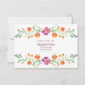 メキシカラフルコフローラフィエスタウェディングRSVPカード サンキューカード (裏面)