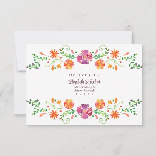 メキシカラフルコフローラフィエスタウェディングRSVPカード サンキューカード (裏面)