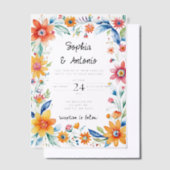 メキシカラフルコフローラフィ結婚エスタ ベラム紙招待状 (オフセット)
