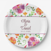 メキシカラフルコフローラフィ結婚エスタ ペーパープレート (正面)
