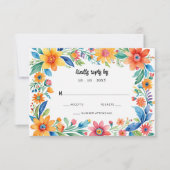 メキシカラフルコフローラフィ結婚エスタ 出欠カード (正面)