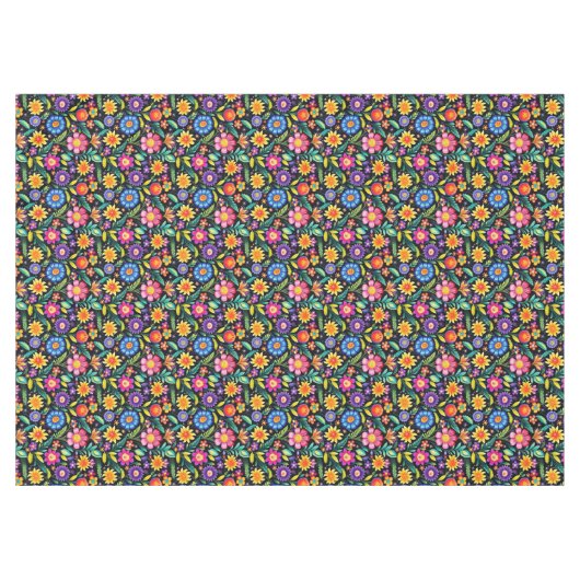 メキシカラフルコフローラフェスタ模様 テーブルクロス (正面(横))