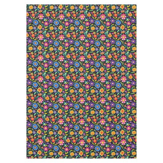 メキシカラフルコフローラフェスタ模様 テーブルクロス (正面)