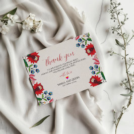 メキシカラフルコフローラモダンボタ結婚ニカル サンキューカード