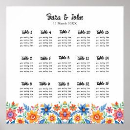 メキシカラフルコフローラ結婚の座席表 ポスター