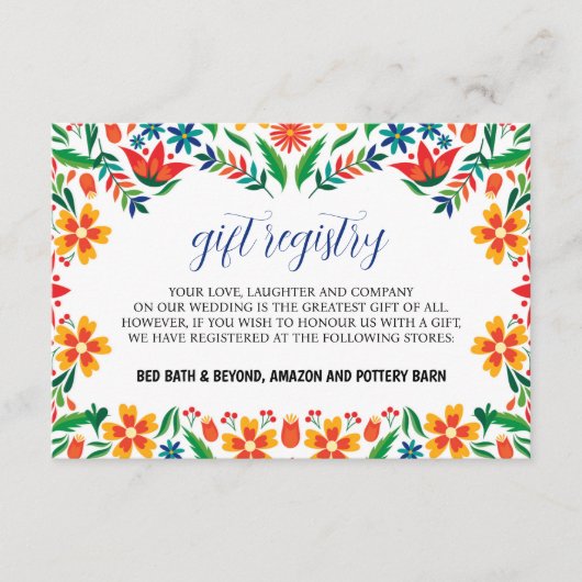 メキシカラフルコフローラ結婚の花 エンクロージャーカード (正面)