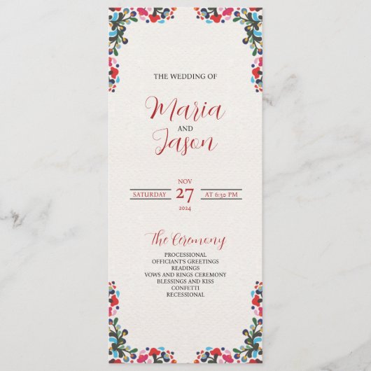 メキシカラフルコフローラ結婚の花 プログラム (正面)