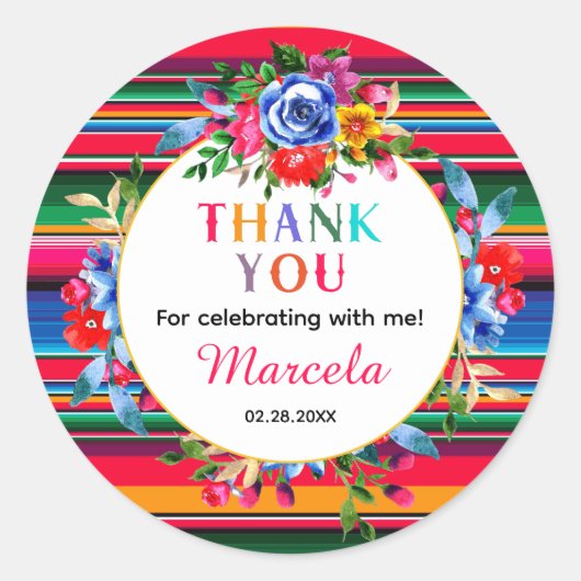 メキシカラフルコフローラ&セラペお願い ラウンドシール (正面)