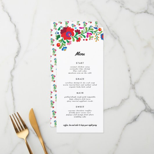 メキシカラフルコ刺繍ディナー メニュー (正面/裏面インサイチュ)