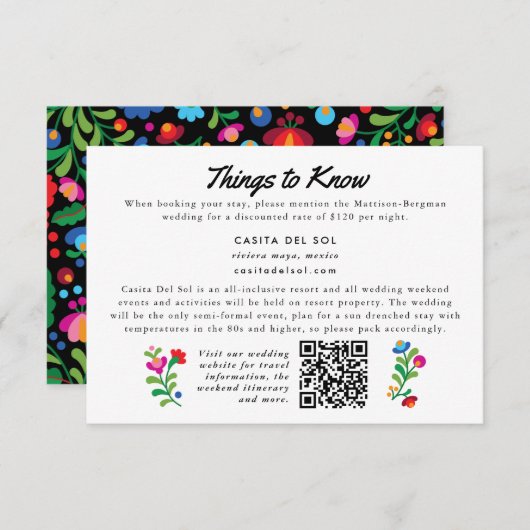 メキシカラフルコ刺繍フォークアート情報カード エンクロージャーカード (正面/裏面)