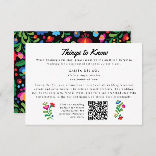 メキシカラフルコ刺繍フォークアート情報カード 招待状 (正面/裏面)