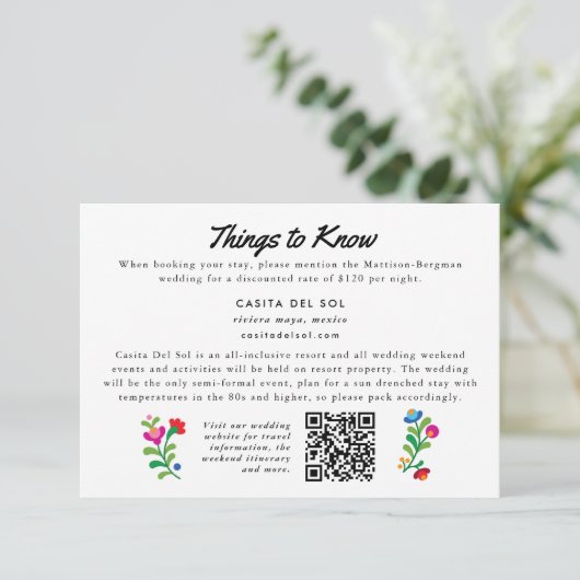 メキシカラフルコ刺繍フォークアート情報カード 招待状 (スタンド正面)