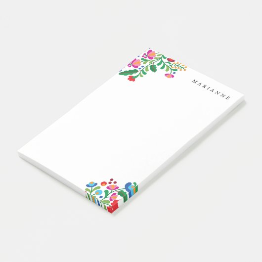 メキシカラフルコ刺繍名前をカスタムするメモ帳 ポストイット (アングル)