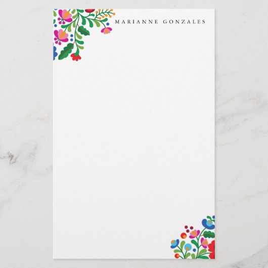 メキシカラフルコ刺繍名前をカスタムするメモ帳 便箋 (正面)