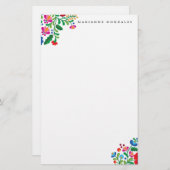 メキシカラフルコ刺繍名前をカスタムするメモ帳 便箋 (正面/裏面)