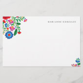 メキシカラフルコ刺繍名前をカスタムする文房具 便箋 (正面)