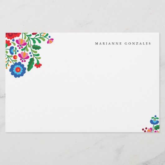メキシカラフルコ刺繍名前をカスタムする文房具 便箋 (正面)