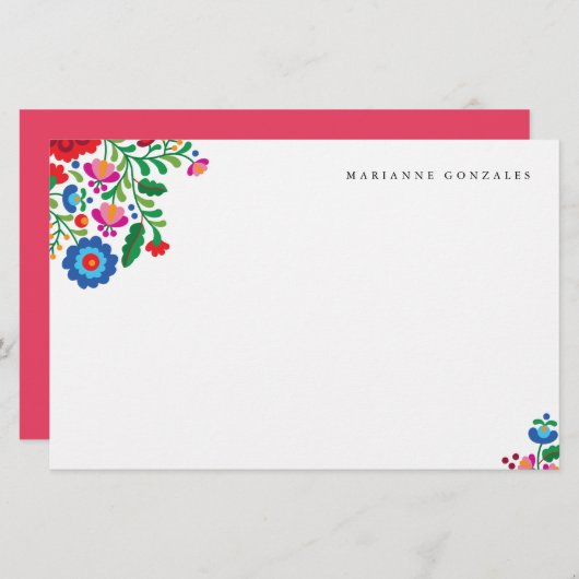 メキシカラフルコ刺繍名前をカスタムする文房具 便箋 (正面/裏面)