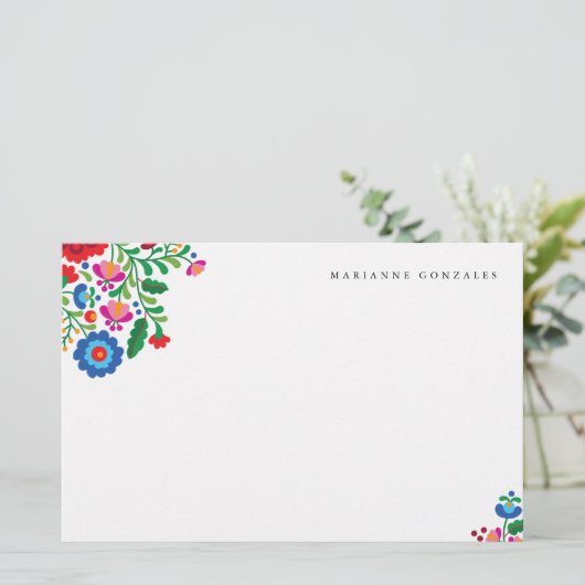 メキシカラフルコ刺繍名前をカスタムする文房具 便箋 (スタンド正面)
