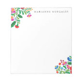 メキシカラフルコ刺繍名前をカスタムする ノートパッド (正面)