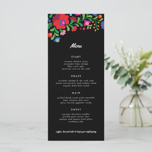 メキシカラフルコ刺繍披露宴ディナー メニュー (スタンド正面)