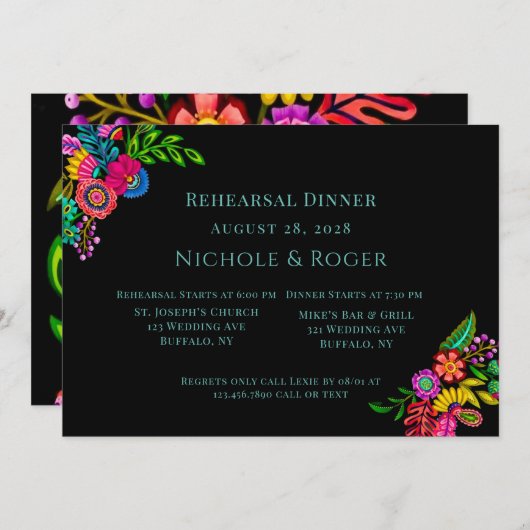 メキシカラフルコ結婚フローラのリハーサル 招待状 (正面/裏面)
