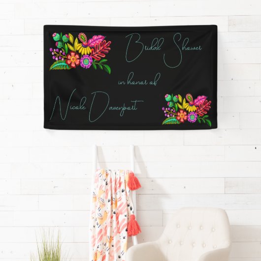メキシカラフルコ結婚フローラブライダルシャワー 横断幕 (インサイチュ)