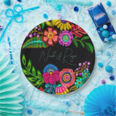 メキシカラフルコ結婚フローラ ペーパープレート (パーティー)