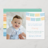 メキシカラフルコ誕生日フィエスタパペルピカド サンキューカード (正面/裏面)