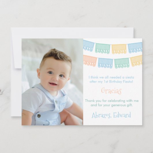 メキシカラフルコ誕生日フィエスタパペルピカド サンキューカード (正面)