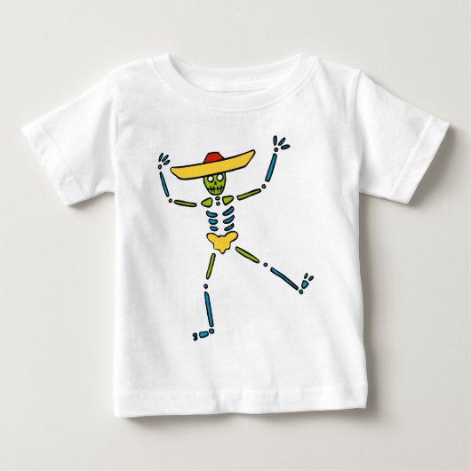 メキシカラフルコ踊り骨格 ベビーTシャツ (正面)