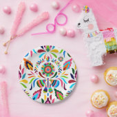 メキシカラフルコ・オトミ・バタフライ花柄 ペーパープレート (パーティー)