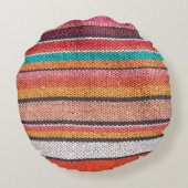 メキシカラフルコ・ペルーのスタイル絨毯の表面を閉じる ラウンドクッション (裏面)
