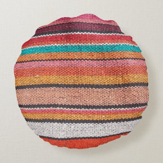 メキシカラフルコ・ペルーのスタイル絨毯の表面を閉じる ラウンドクッション (裏面)