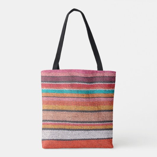 メキシカラフルコ、ペルースタイルの敷物表面を閉じる トートバッグ (裏面)