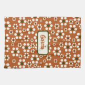 メキシカンのテラコッタフローラ花 キッチンタオル (横)
